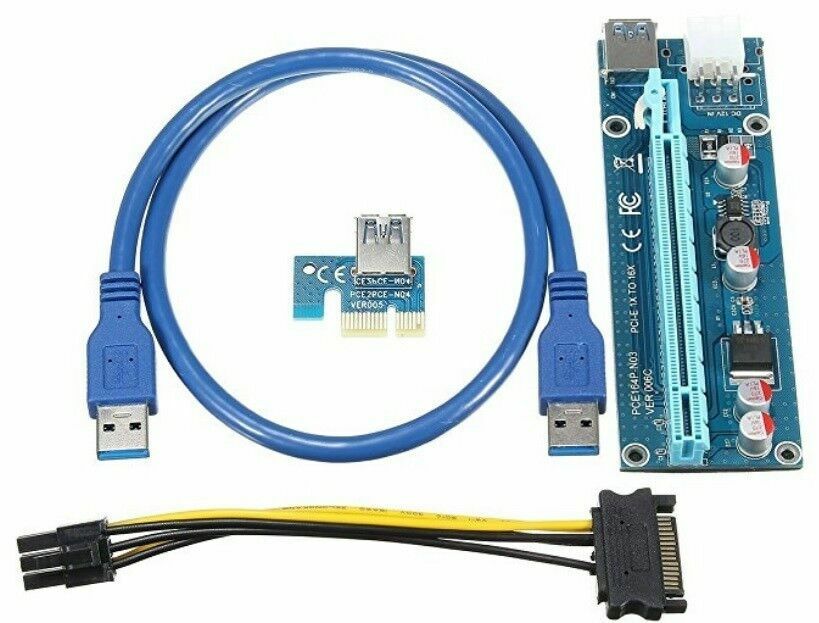 Riser Card USB 3.0 PCI-E 1X to 16X SATA 15 Pin Graphics Card Slot Expander