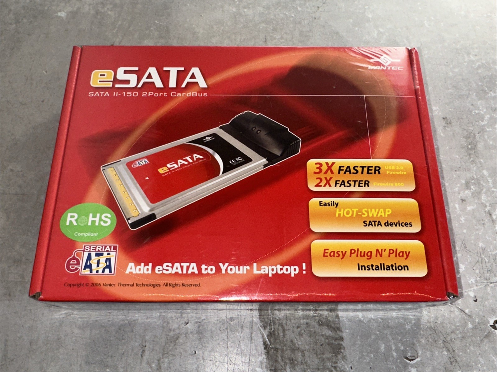 New Sealed – Vantec UGT-ST350CB eSATA SATA II-150 2-Port CardBus Adapter
