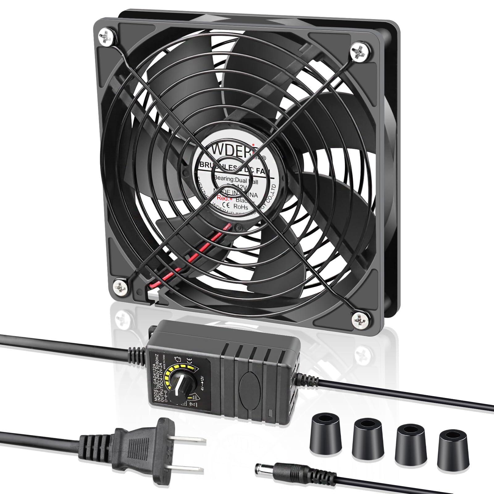 Ac 120mm Powerful Computer Fan With Ac Plug 110v 240v Ac To Dc 12v Variable Spee