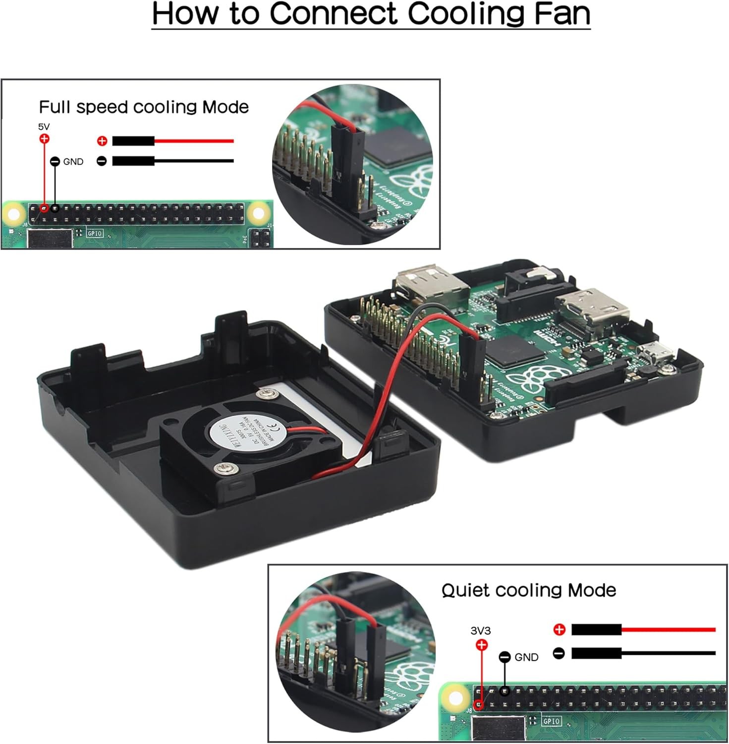 Raspberry Pi 3A+ Case with Fan ABS Cooling Enclosure Heatsink Included