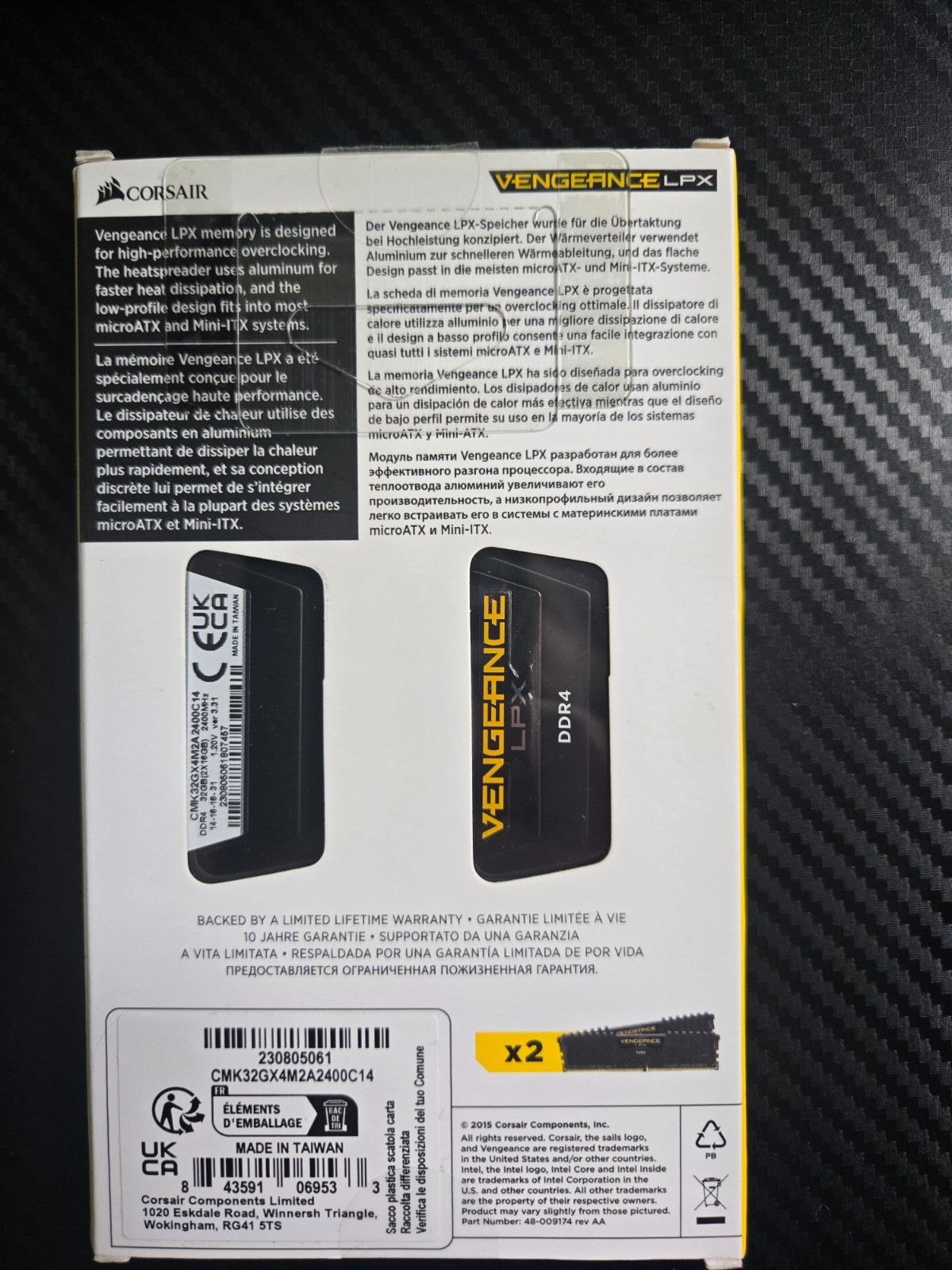 Corsair CMK32GX4M2A2400C14 LPX 32GB DDR4 DRAM 2400MHz C16 Memory Kit – Black
