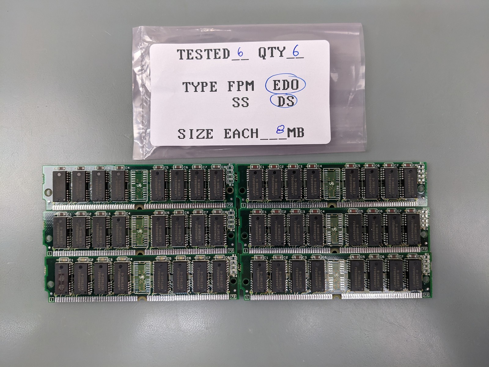 (6) 8MB EDO SIMMs, 72-pin RAM Memory Sticks (48MB Total) 2410-281652