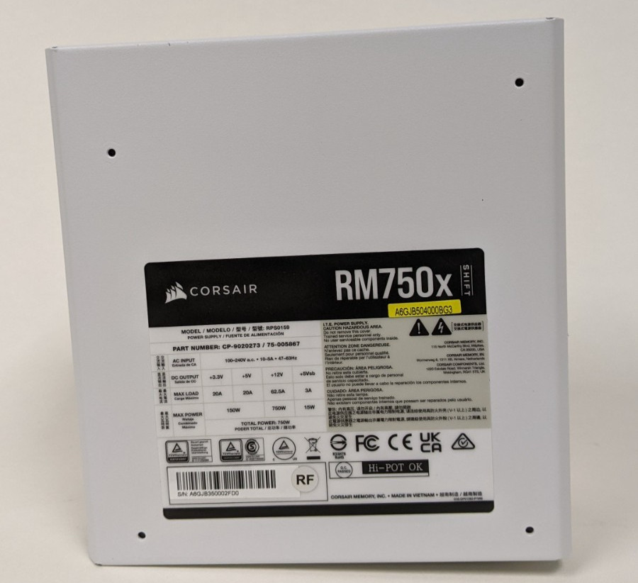 Corsair RM750x SHIFT White 750W 80+ Gold Fully Modular PSU Open Box