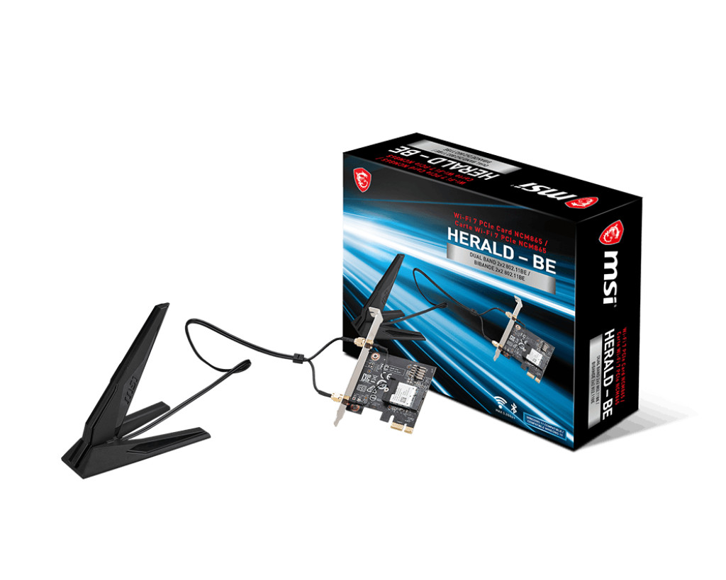 MSI Herald-BE NCM865 Wi-Fi 7 PCIe Card Dual Band 2×2 802.11 BE Bluetooth 5.4