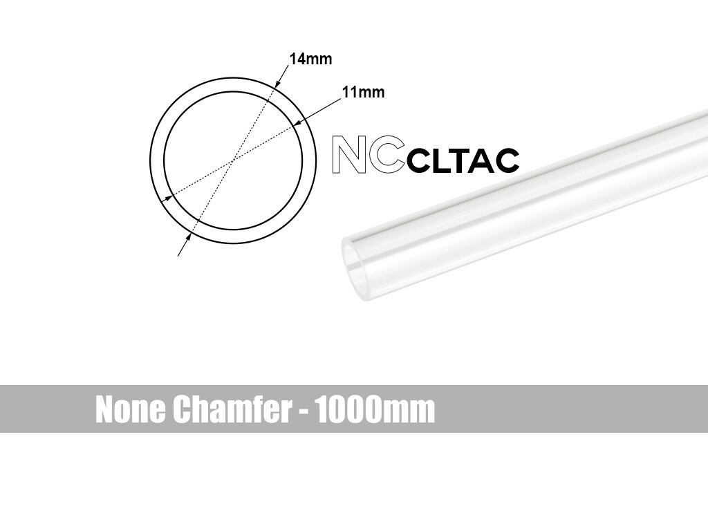 Bitspower None Chamfer Crystal Link Tube, 14mm OD, 1000mm, Clear, 2-pack