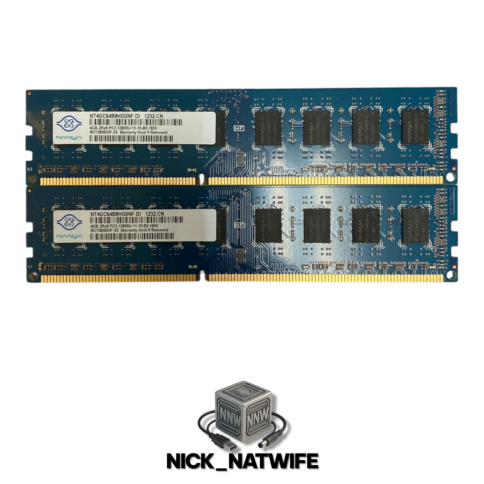 💻 Nanya 8GB (2x4GB) DDR3-1600 PC3-12800U 2Rx8 DIMM NT4GC64B8HG0NF-DI ⚙️