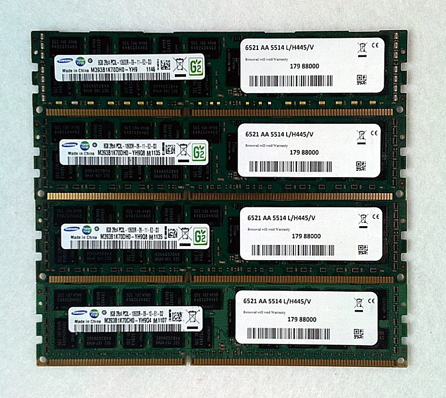 Lot of 4 Samsung 8GB (32GB) DDR3L 1600MHz PC3L-12800S SODIMM Laptop RAM