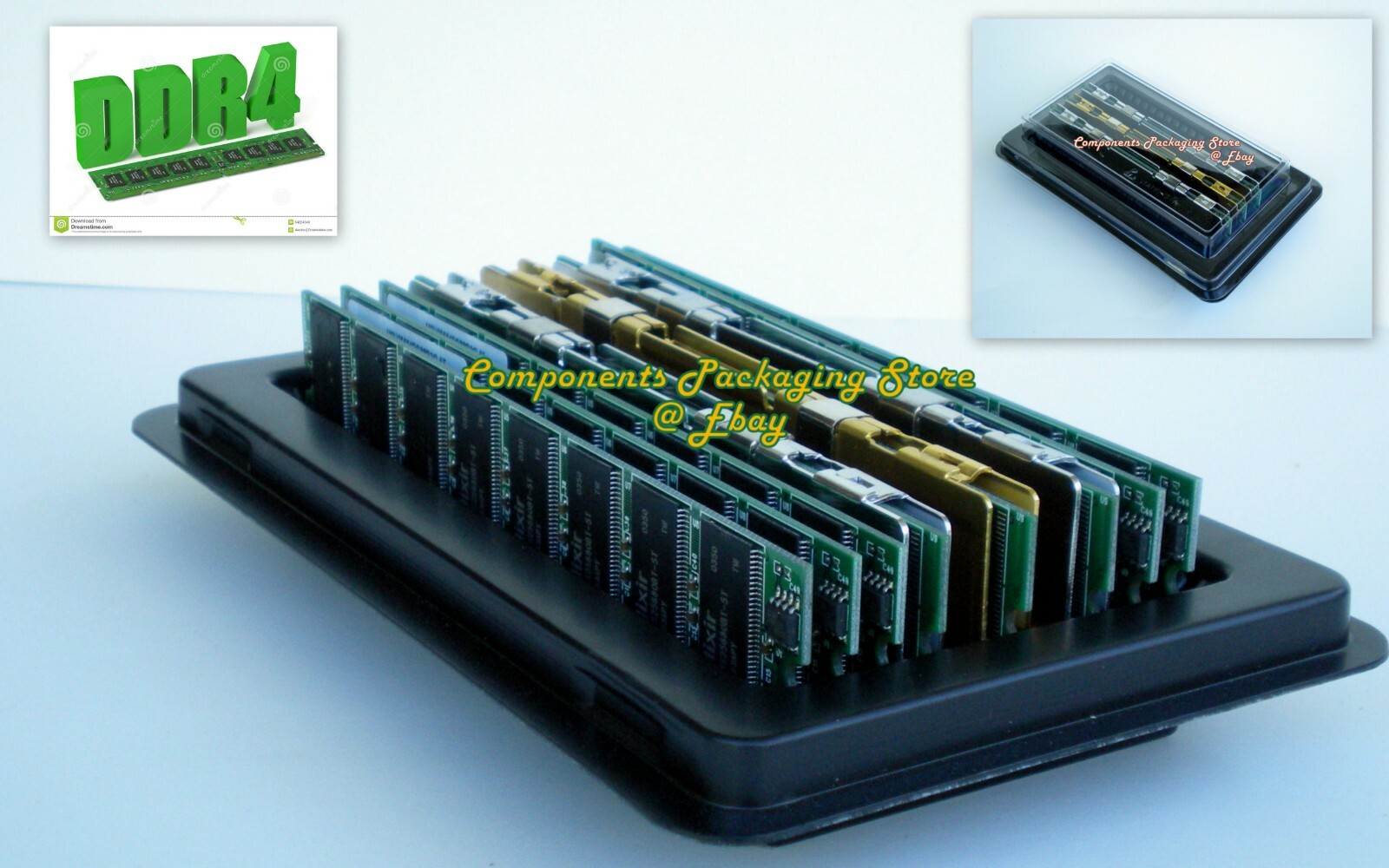 5 Count Computer Memory Tray Case fits DDR4 DIMM and SODIMM Modules -Anti Static