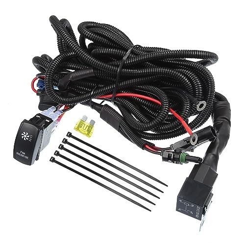 Radiator Fan Connector Switch Kit with Relay LED Rocker Switch Cooling Wiring