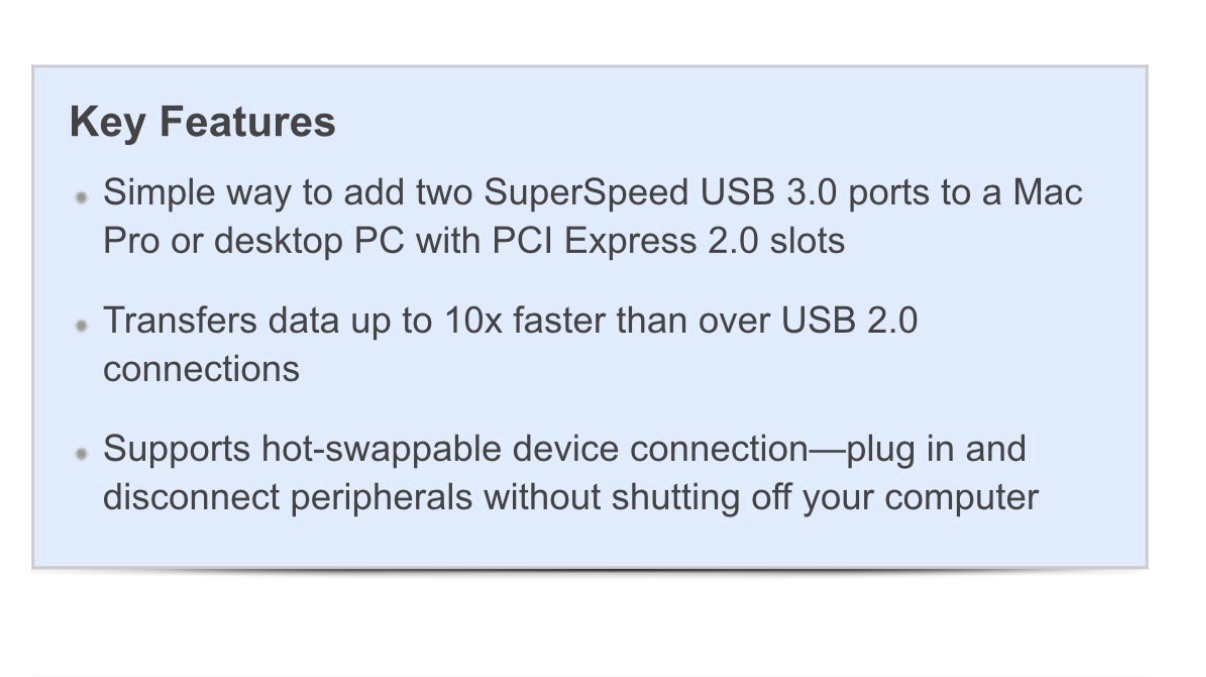 Sonnet Allegro USB 3.0 2-Port PCI – Express PCIe Adapter Controller Card USB3 E