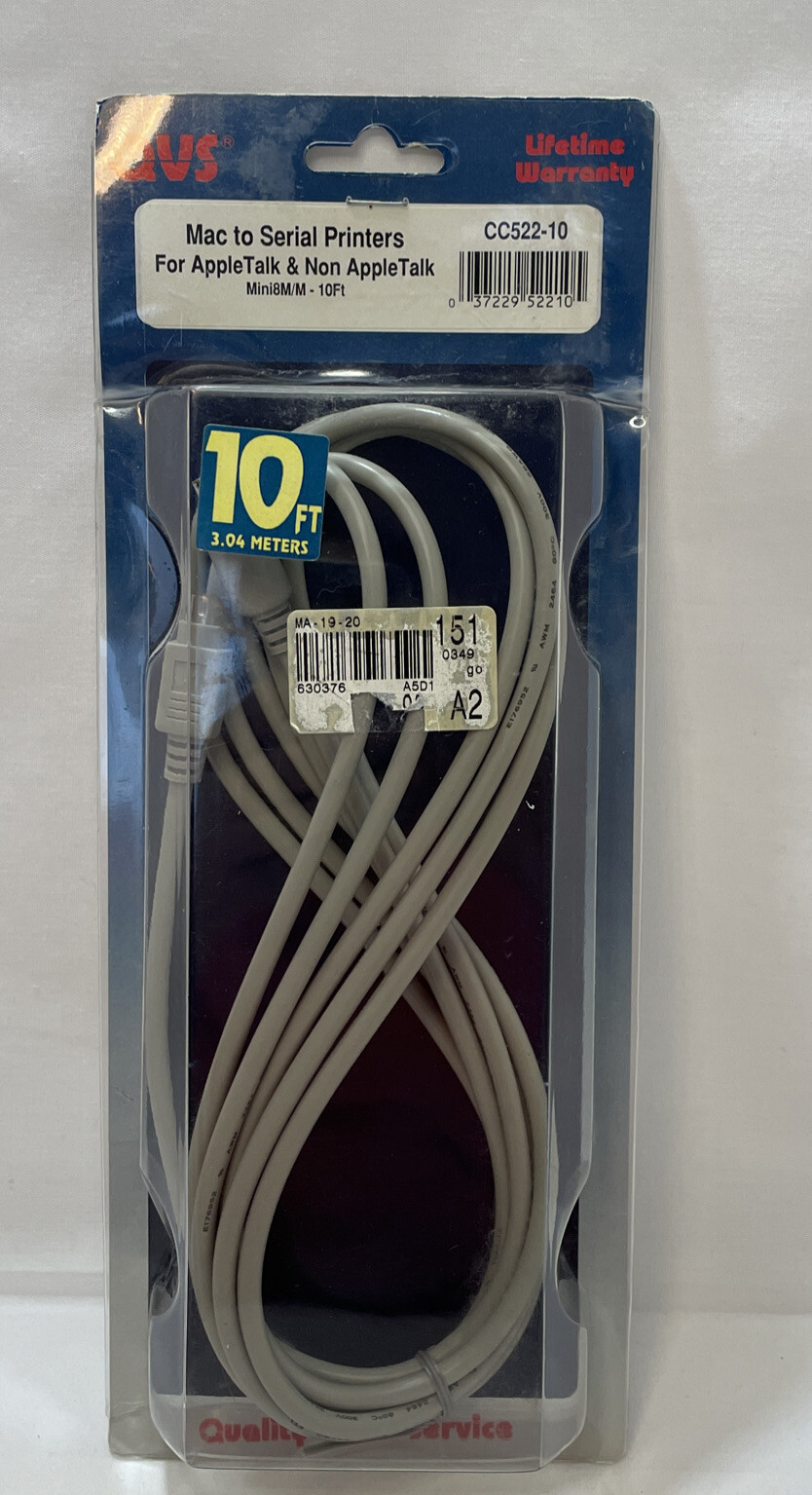 QVS 10 Ft 3M Apple Mac Serial Printer Shielded Cable Cord 8 pin Image CC522-10