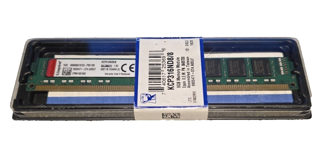 Kingston 8GB DDR3 1600 MHz PC3-12800 2Rx8 DIMM Desktop Memory RAM (KCP316ND8/8)