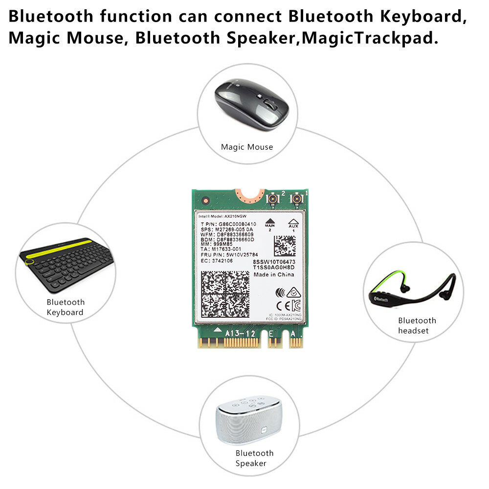 Intel WiFi 6E AX210 Wireless WiFi Card 802.11ax WiFi Bluetooth Card Window 10/11