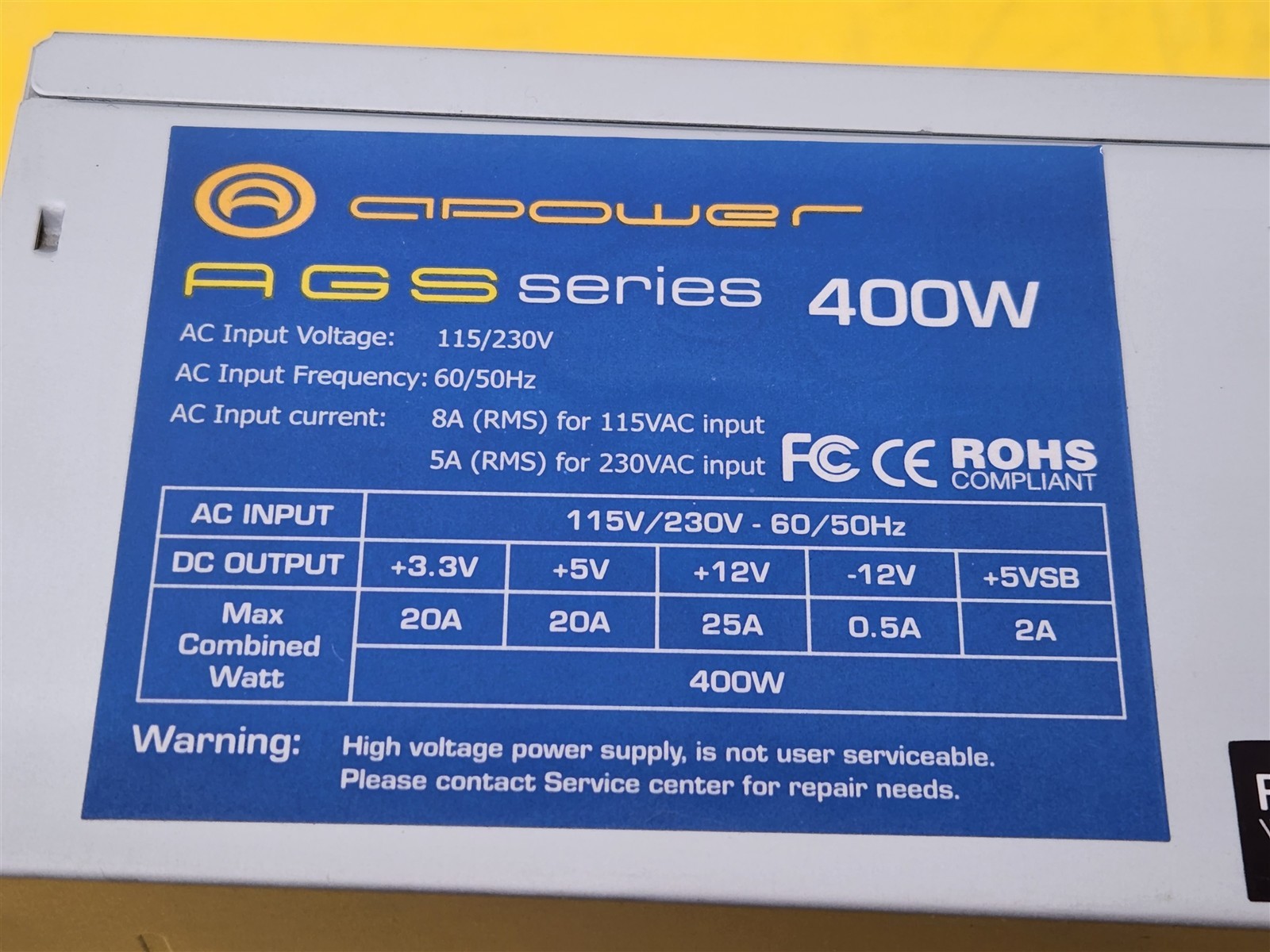 ⭐️⭐️⭐️⭐️⭐️ Desktop PC Power Supply Apower AGS Series 400 W