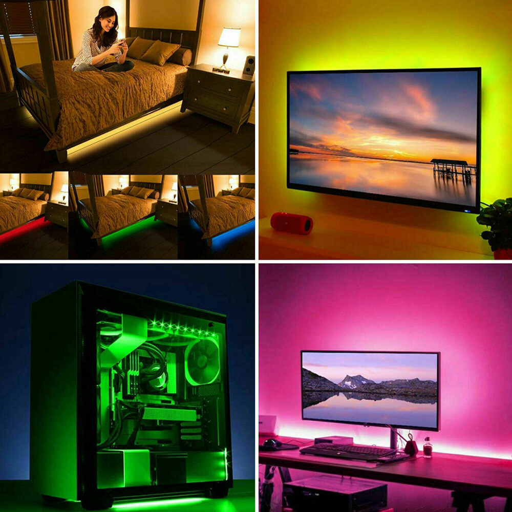 4Pcs RGB PC Case LED Strip Computer Light Bar PC Game Light With remote control
