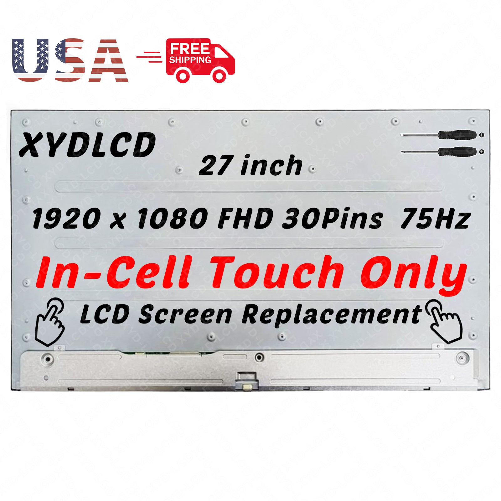 27in P08182-002 for HP AIO PANEL 27 FHD IPS TS W/FRAME ROMBD KE LCD Touch Screen
