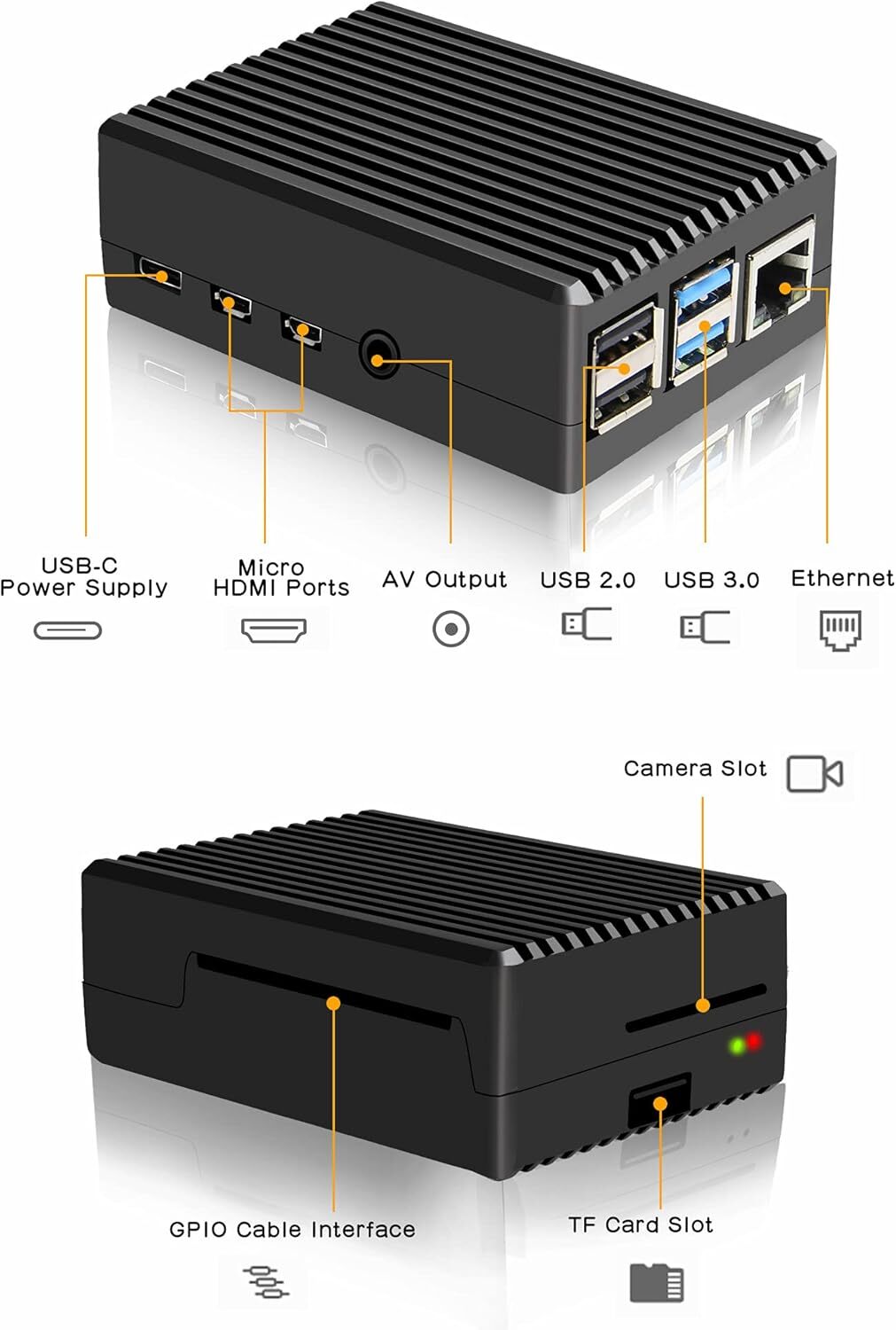 for Raspberry Pi 4 Aluminum Case, Heavy Duty Passive Cooling Metal Case/Housing