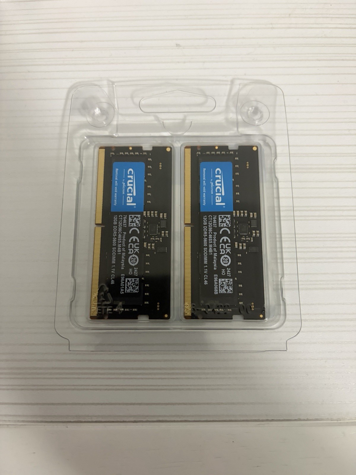 Crucial 24GB (2x12GB) DDR5-5600 SO-DIMM Laptop RAM 262-Pin NIB