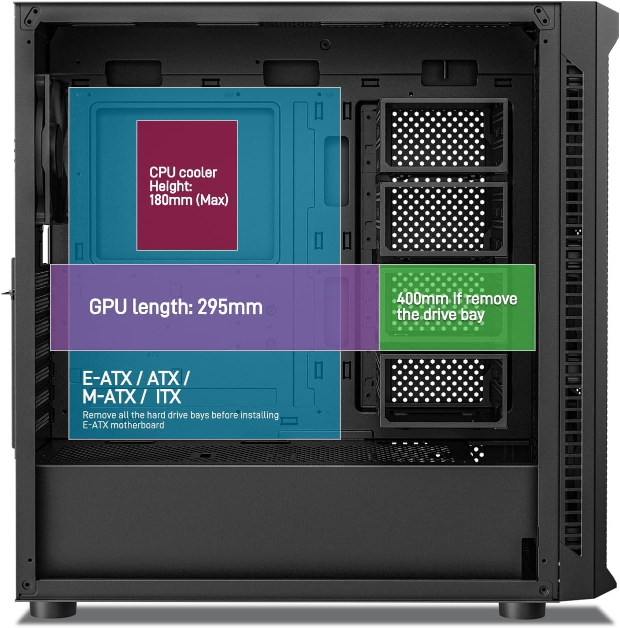 Classico Max Storage Master E-ATX Computer Case with 4X120Mm Black Fan, 10 X3.5