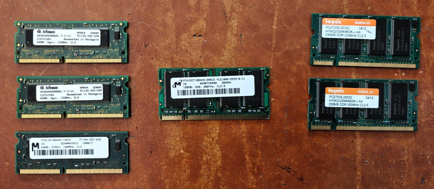 You Choose! DDR1 SODIMM Laptop Notebook Memory 200 Pin Hynix Micron Infineon