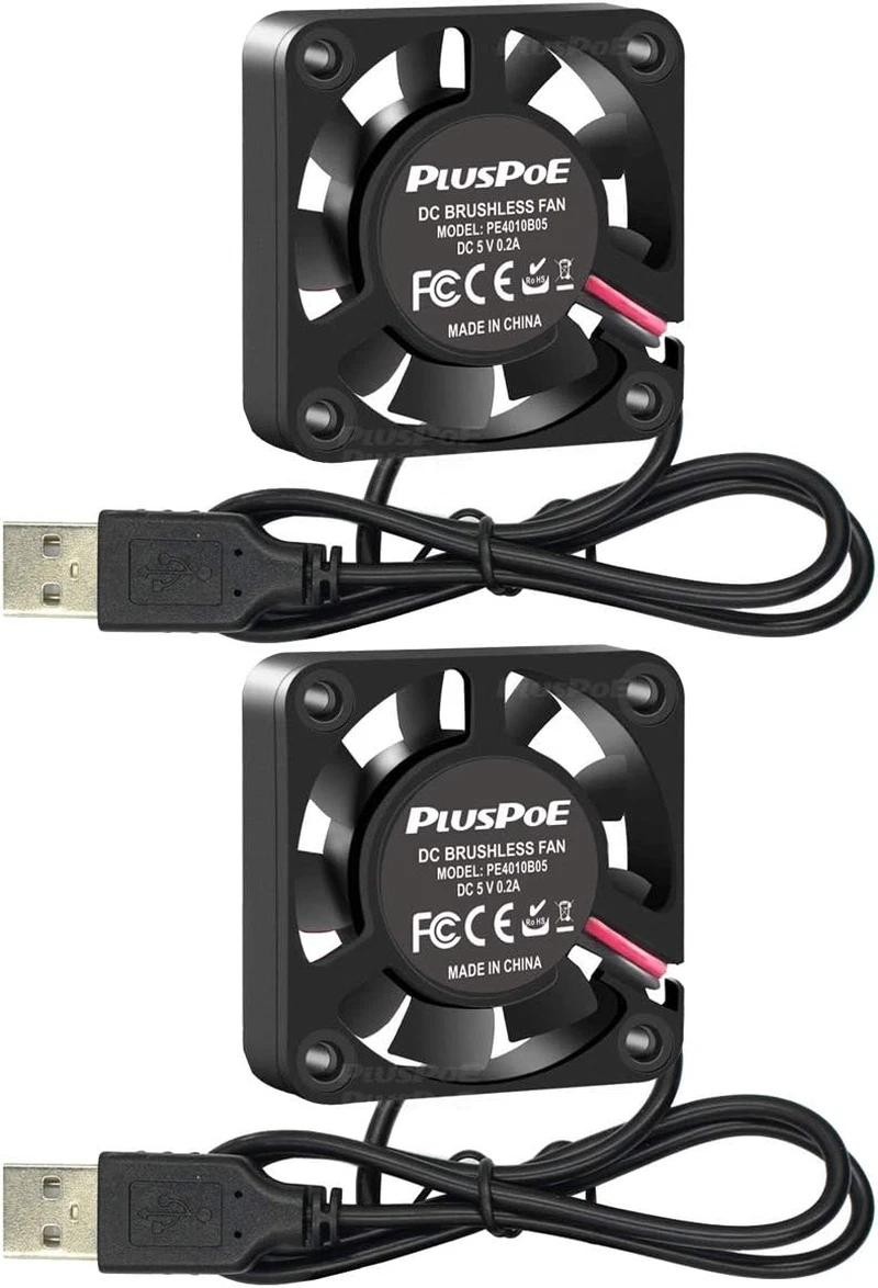 2 Pack USB Brushless Cooling Fan, DC 5V 40mm x10mm 4200 RPM Speed 4010 Small Fan