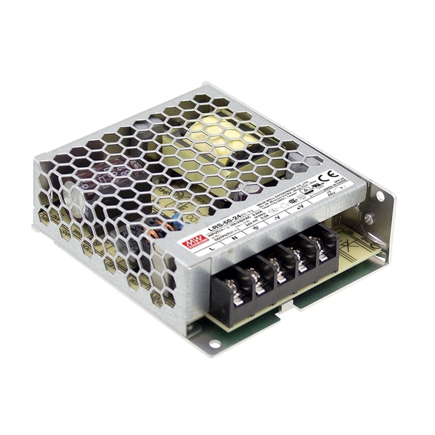 LRS-50-24 Switching Power Supply Single Output 24V 2.2A 52.8W 3.9″ L x 3.23″ …