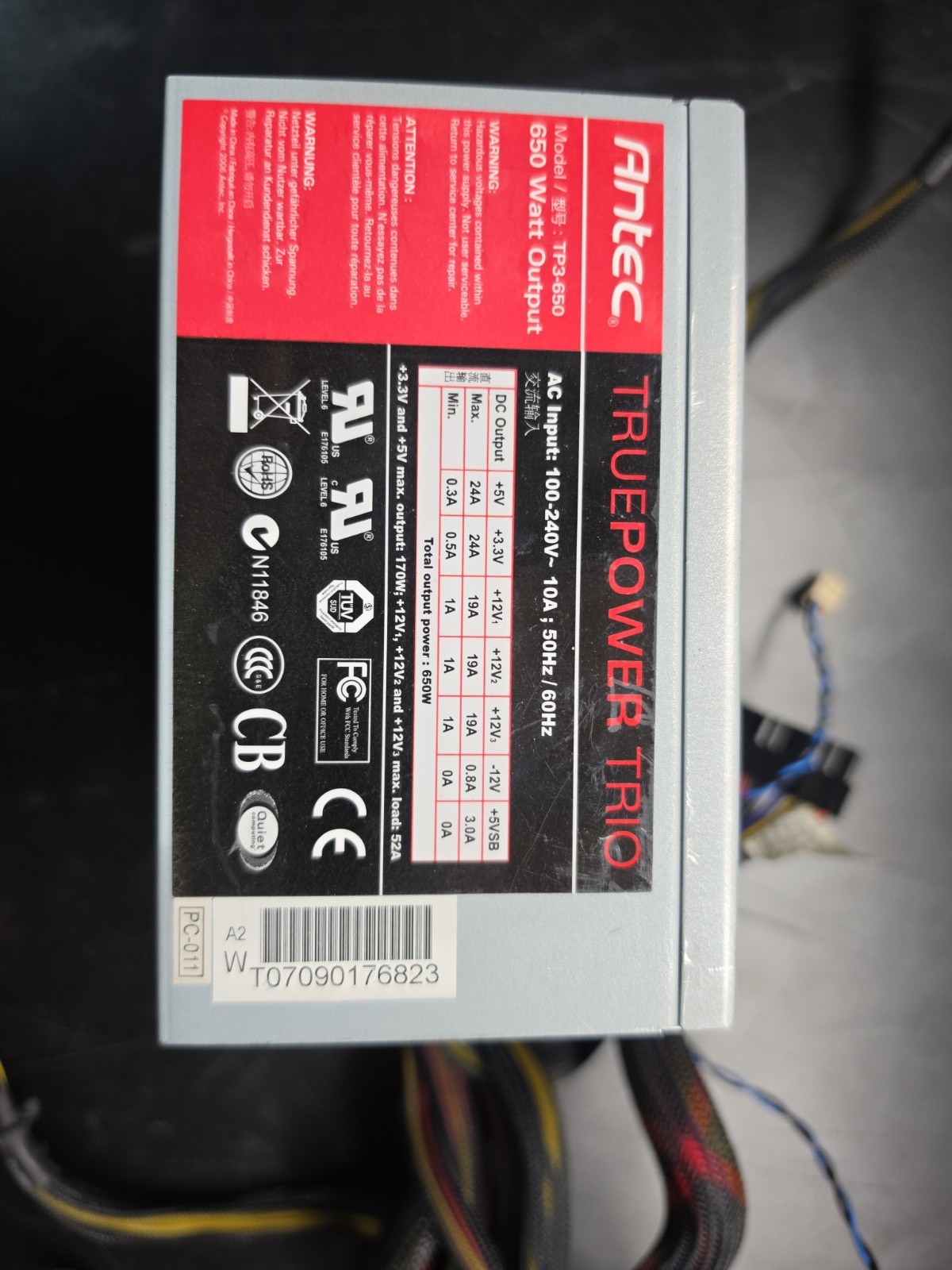 Antec TruePower Trio 650W ATX Desktop Computer Power Supply TP3-650