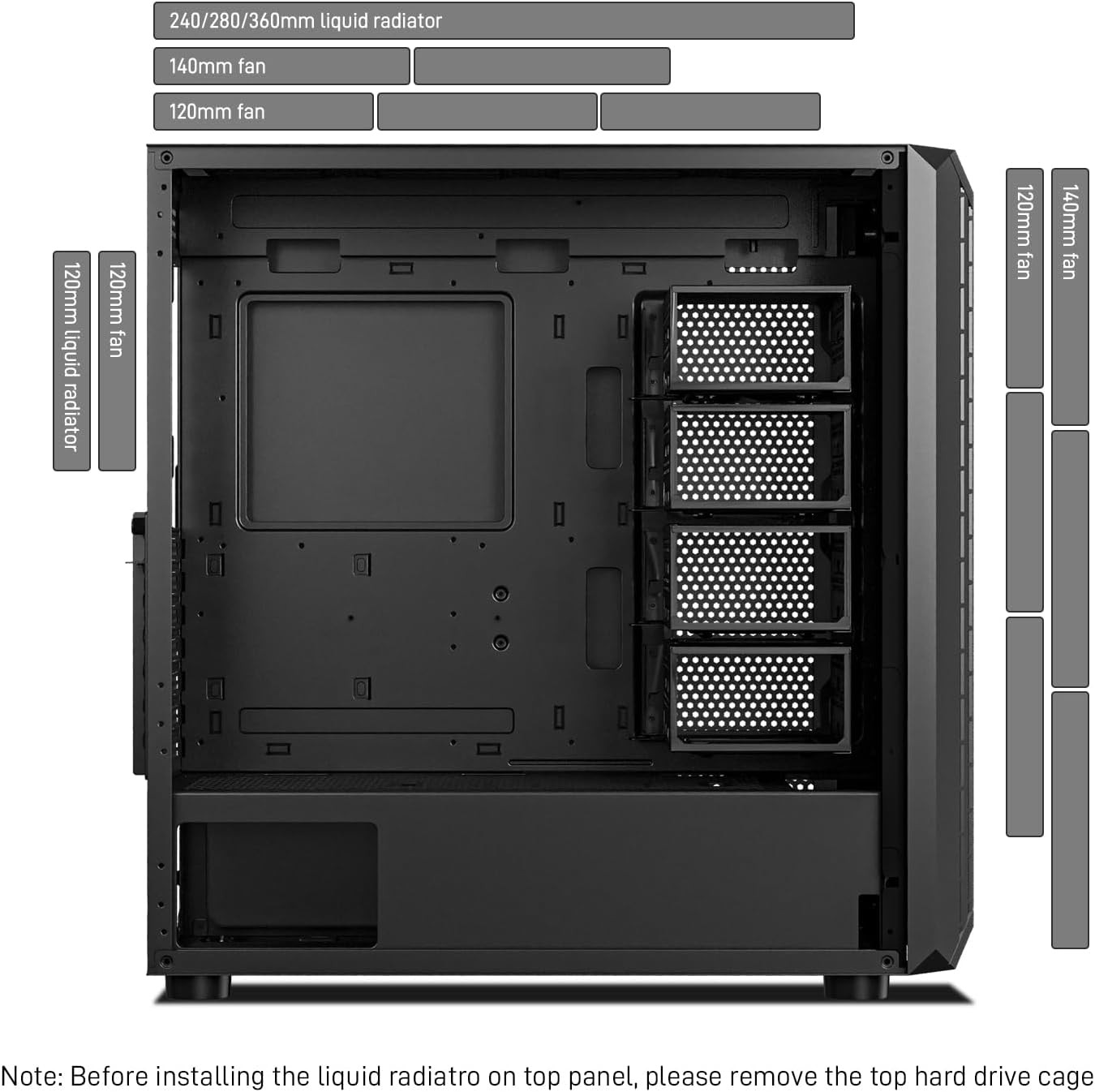 USB 3.0 Storage Master ATX NAS Computer PC Case Mid Tower with 4x120mm Fans