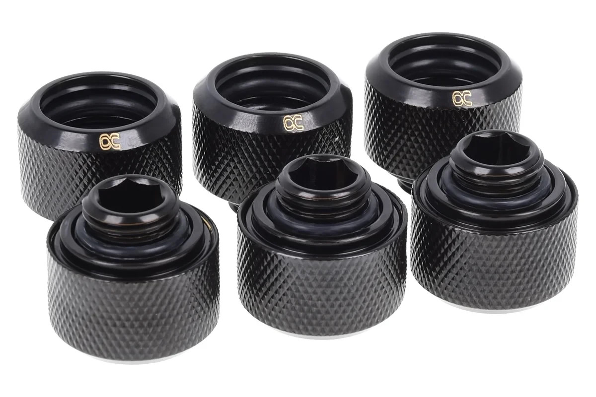 Alphacool Eiszapfen PRO 16mm Hard Tube fitting G1/4 – Deep Black (6pk) 17379