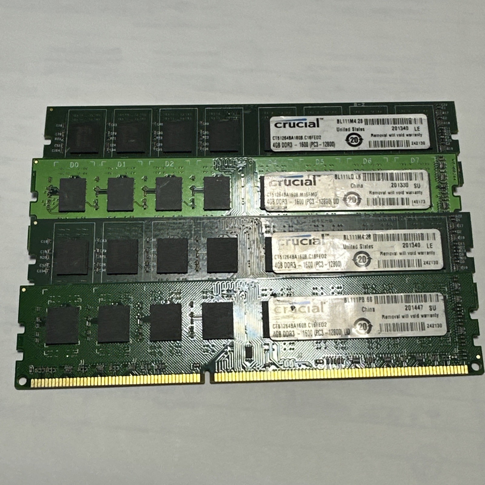 16GB Crucial 4 x 4GB DDR3-1600 PC3-12800 UDIMM Desktop Ram