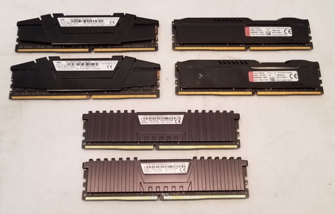 Desktop RAM, DDR4 / PC4, 4GB / 8GB, Mixed Brands, Lot of 6