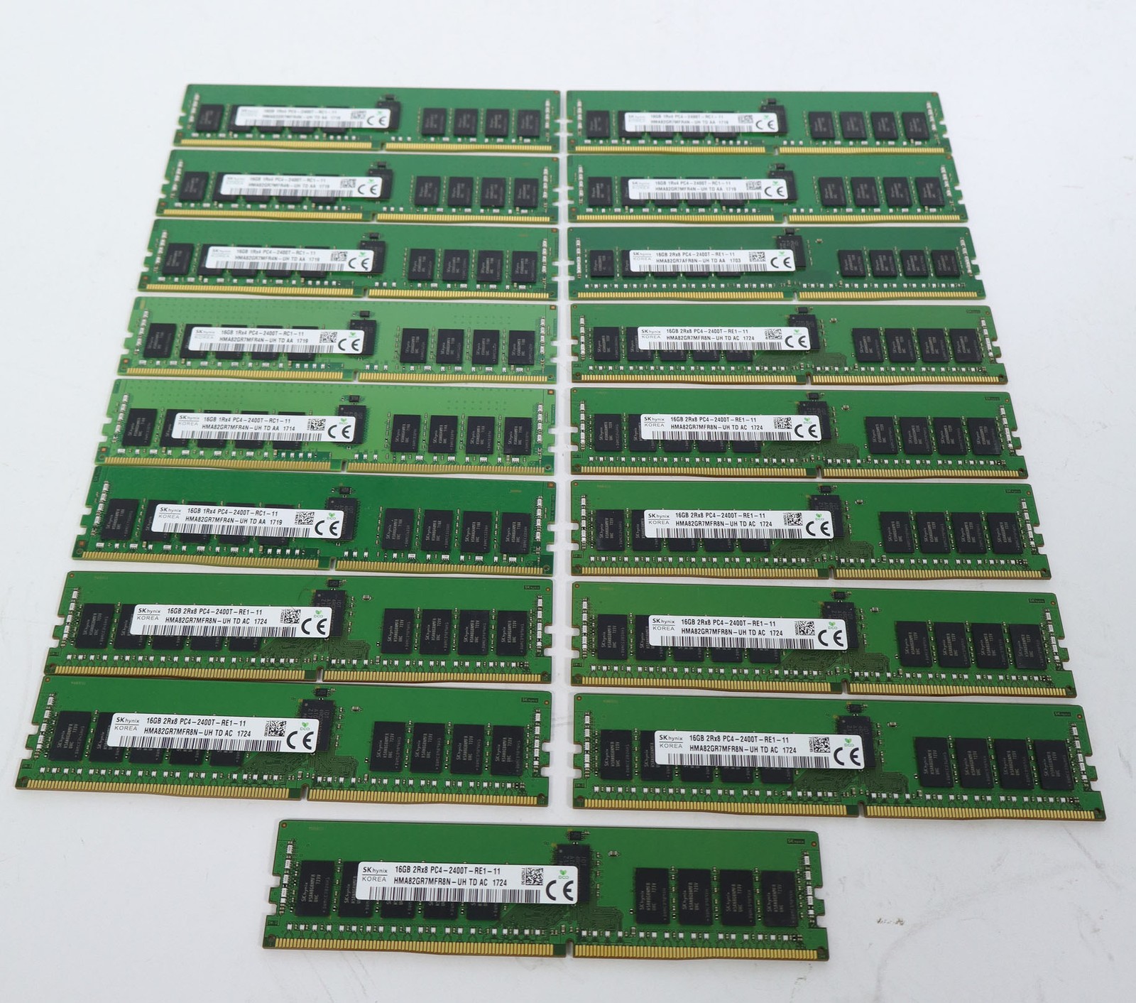 Lot of 17 SK Hynix 16GB 2Rx8 PC4-2400T DDR4 ECC Registered Server RAM