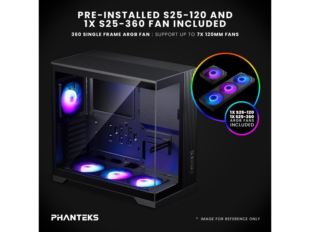 Phanteks XT V5 Panoramic Glass Compact ATX Gaming PC Case, 4x 120 ARGB PWM fans,