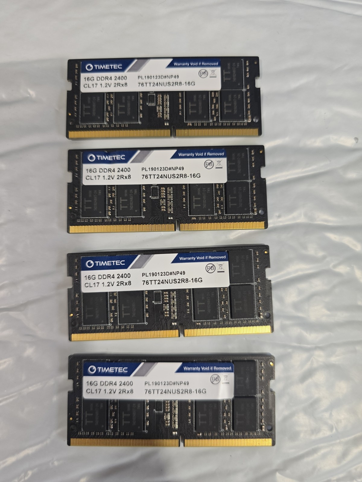 Lot Of 4 TIMETEC 16GB DDR4-2400 SODIMM RAM – 76TT24NUS2R8