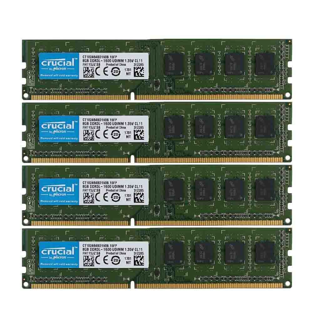 32GB 16GB 8GB DDR3L 1600MHz PC3L-12800 1.35V DIMM Desktop Memory For Crucial LOT