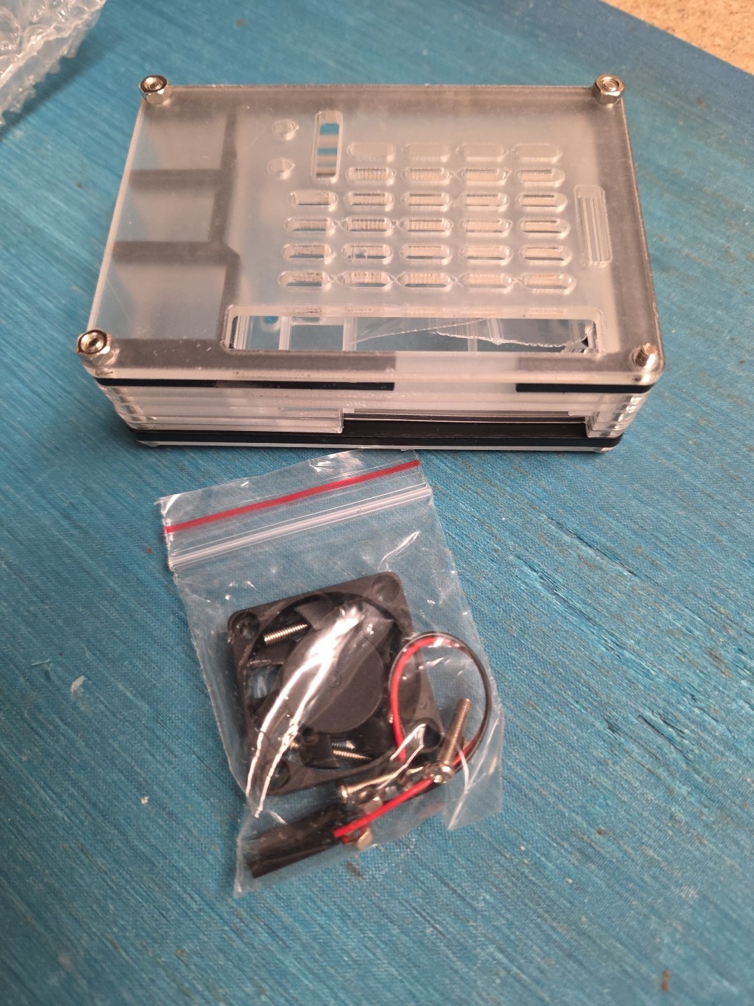 Raspberry Pi 4B Model B Clear/Black Acrylic Case Enclosure Box + Cooling Fan