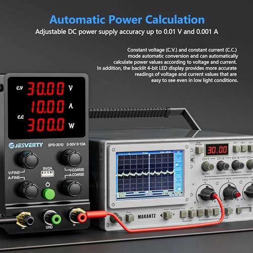 DC Power Supply Variable, 0-30V 0-10A Adjustable Switching 30V 10A SPS(Red LED)