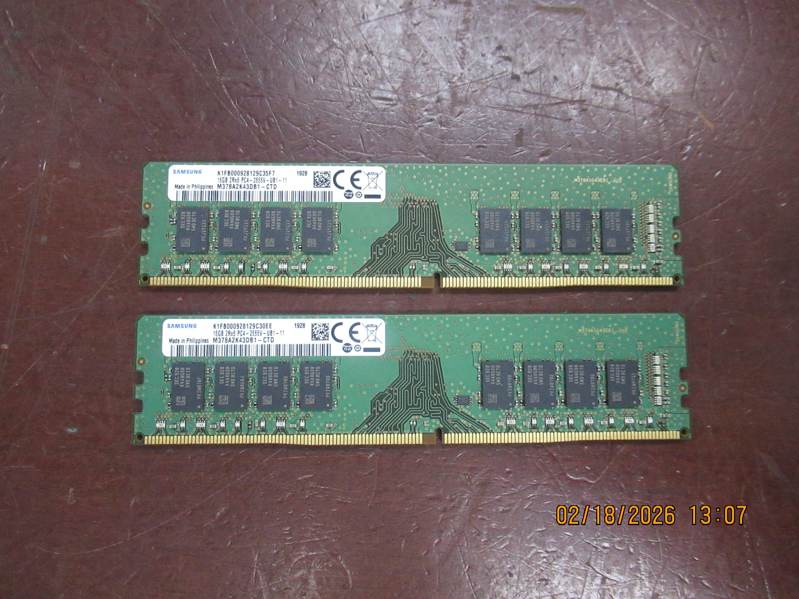 32GB (2x16GB) DDR4-2666 PC4-2666V 2Rx8 UDIMM M378A2K43DB1-CTD Memory Ram