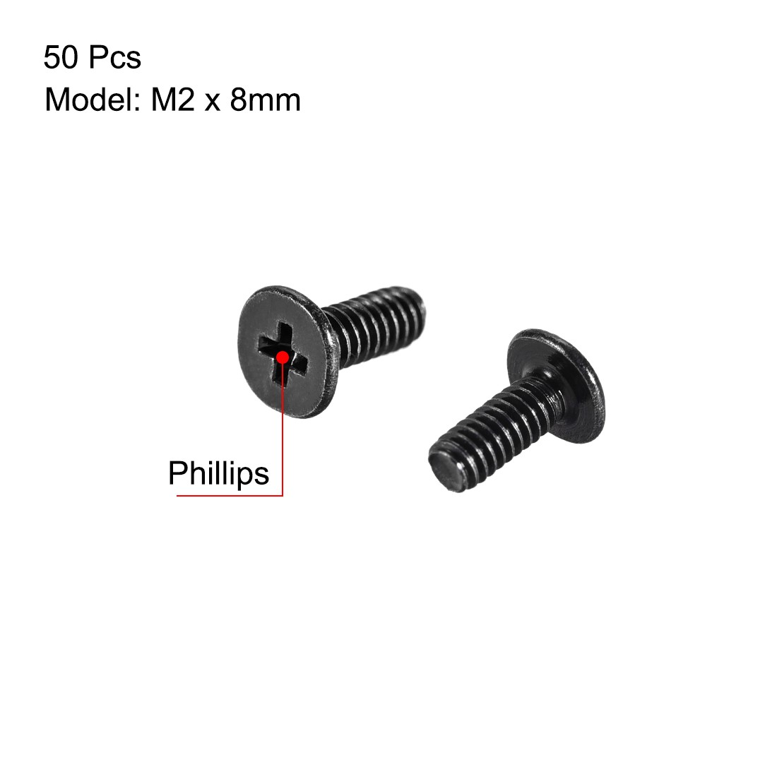 M2 x 8mm Laptop Notebook Computer Screws Phillips Head Screw Black 50pcs
