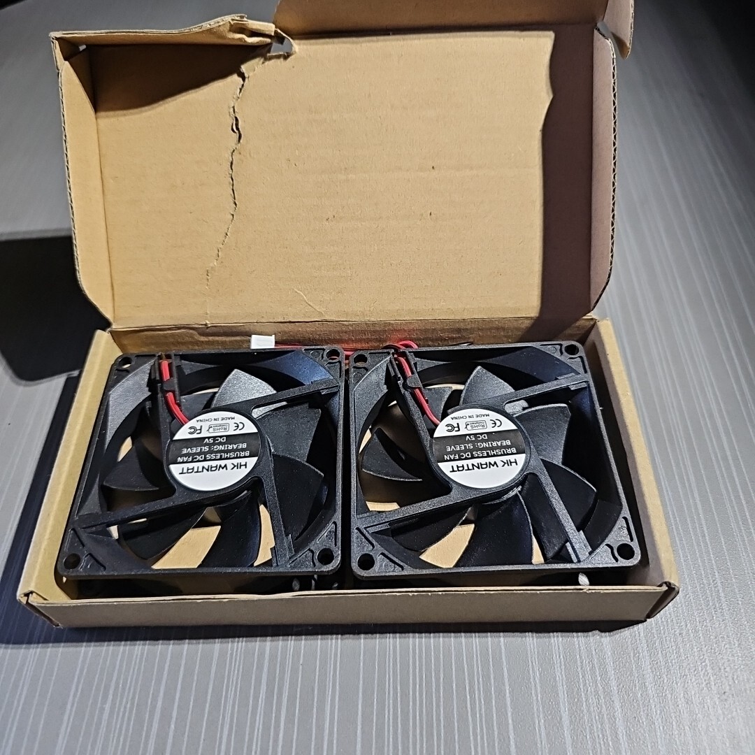 2-Pack HK 80155B Wantat, DC 5V Brushless Fan, Dual Ball Bearing, 2 Pin