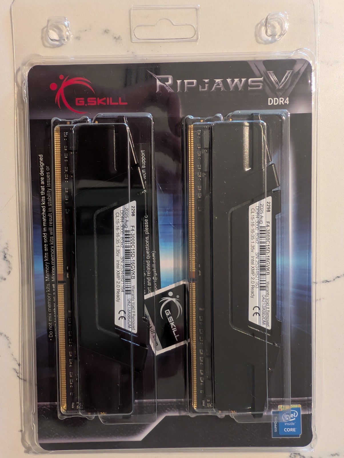 G.SKILL Ripjaws V Series 16GB (2 x 8GB) DDR4 3000 (PC4 24000) F4-3000C15D-16GVKB