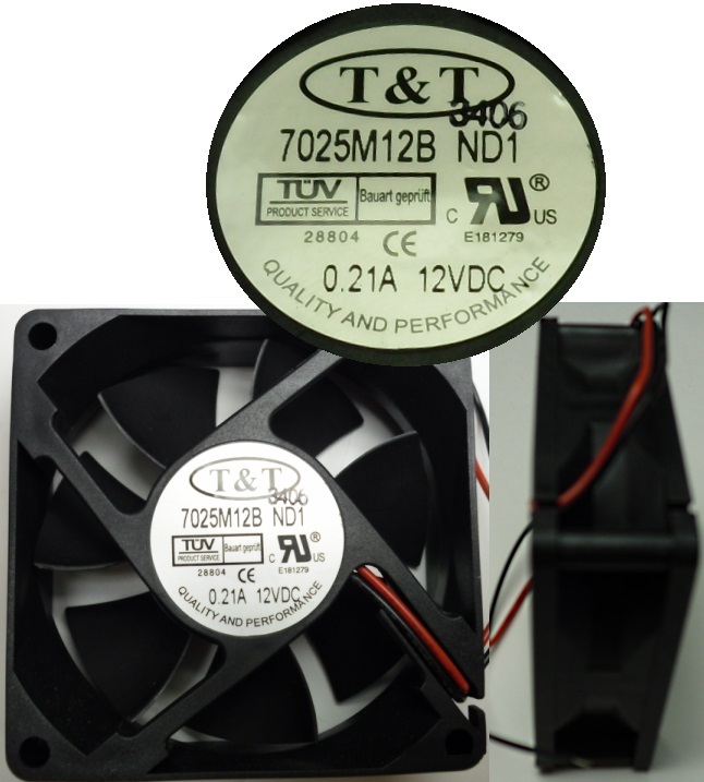 NEW 70mm*25mm Ball Bearing Fan T&T 7025M12B-ND1 12VDC/8/9/12V 2wire tinned 29cfm