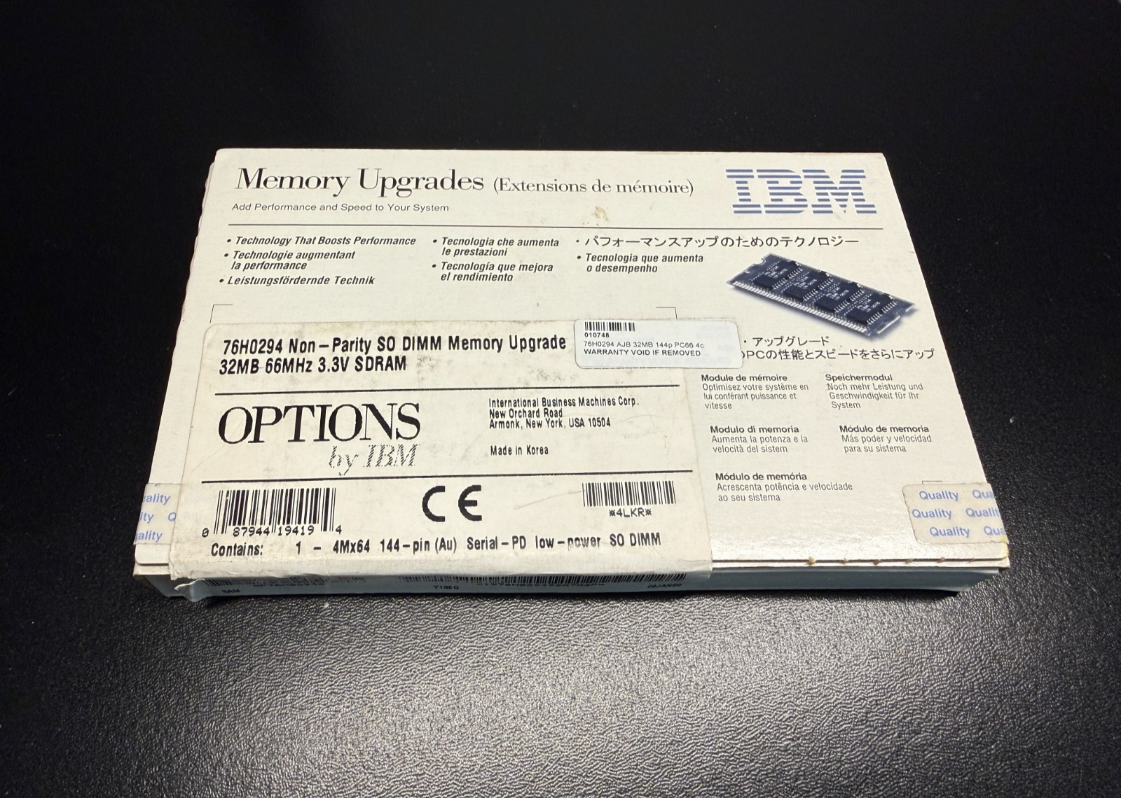 IBM 76H0294 Non-Parity SO DIMM Memory Upgrade 32MB 66MHz 3.3V SDRAM