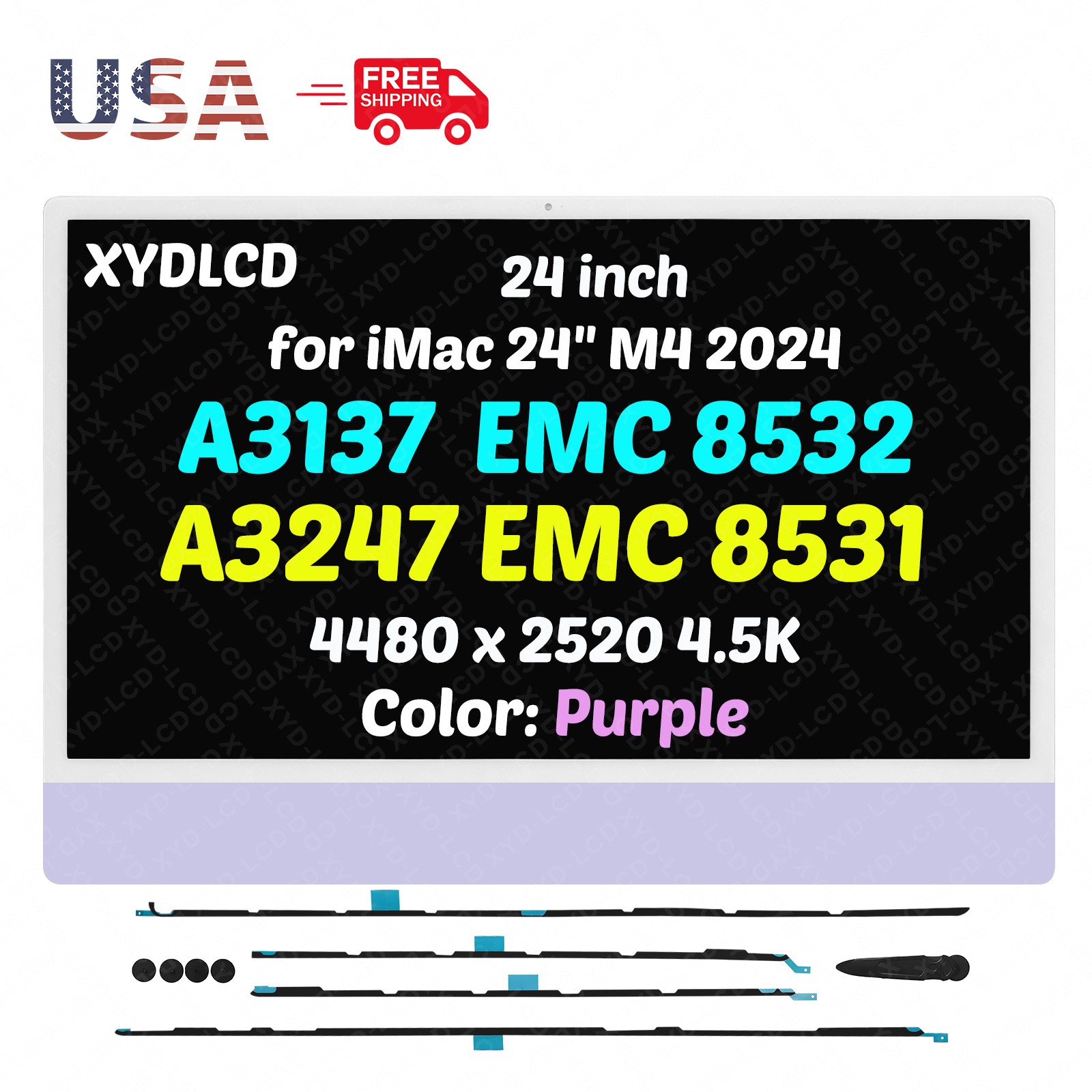 for iMac 24″ A3137 M4 2024 EMC 8532 MD2P4xx/A MWUU3xx/A LCD Screen Display 4.5K