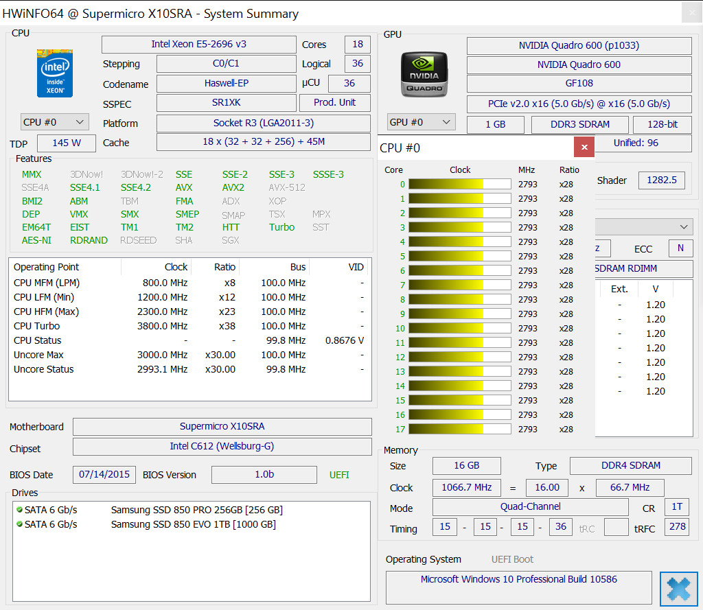 Intel Xeon E5-2696 v3 OEM CPU LGA2011-3 C612 X99 2.3GHz 18-Core 45M 145W SR1XK