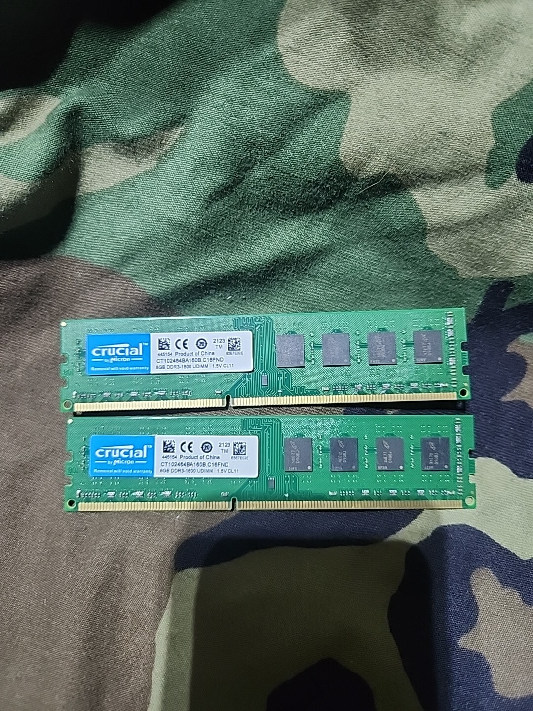 X2 Crucial RAM 8GB DDR3 1600 MHz CL11 Desktop Memory CT102464BD160B