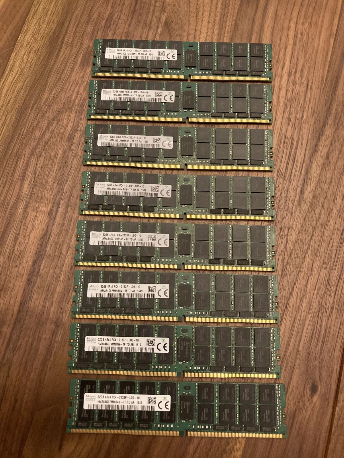 256GB (8x 32GB) PC4-2133P-R DDR4 ECC REG Registered RAM RDIMM Memory Lot