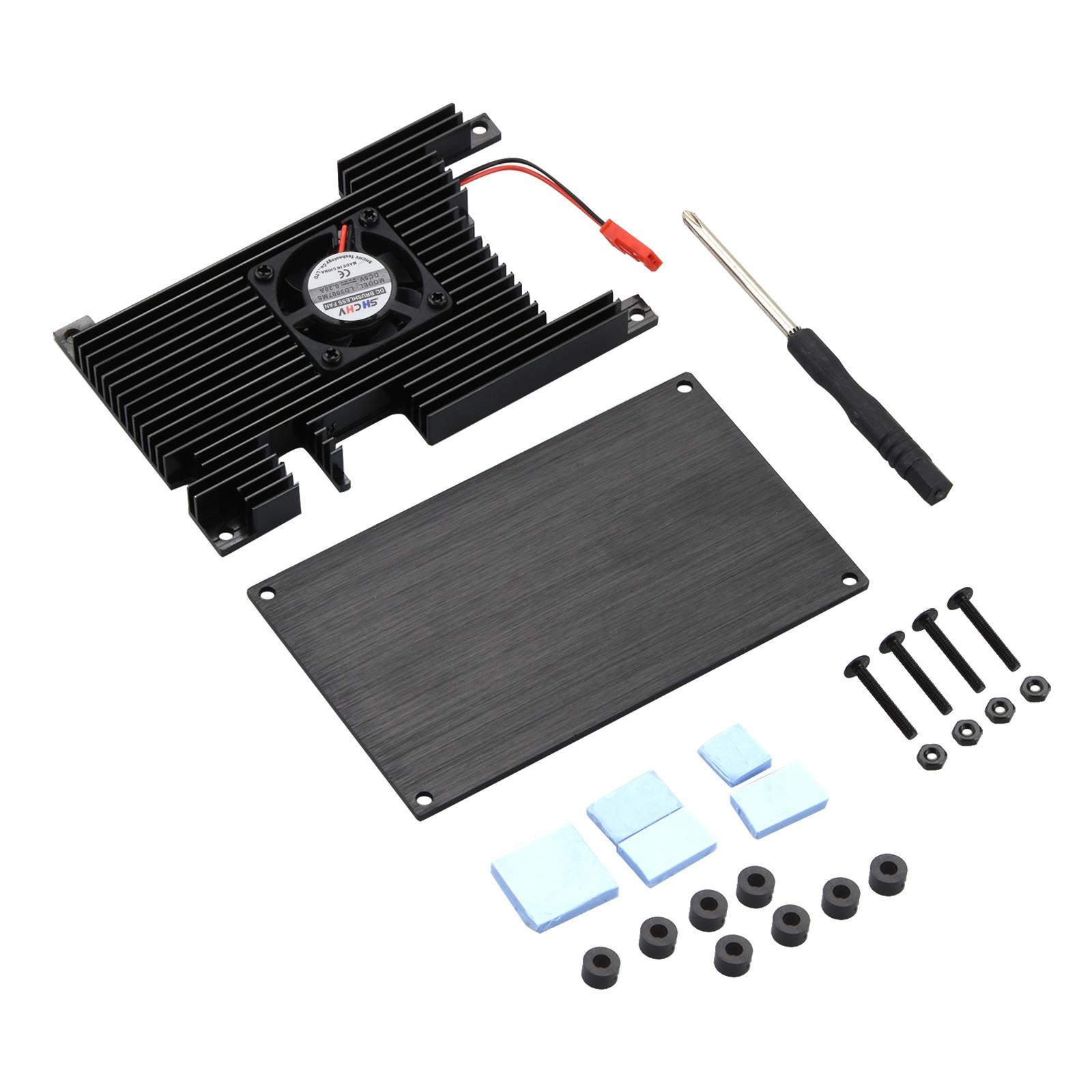 Cover+Base+ Passive Cooling Fan+ Silicone Heatsinks Protection For Orange Pi 5