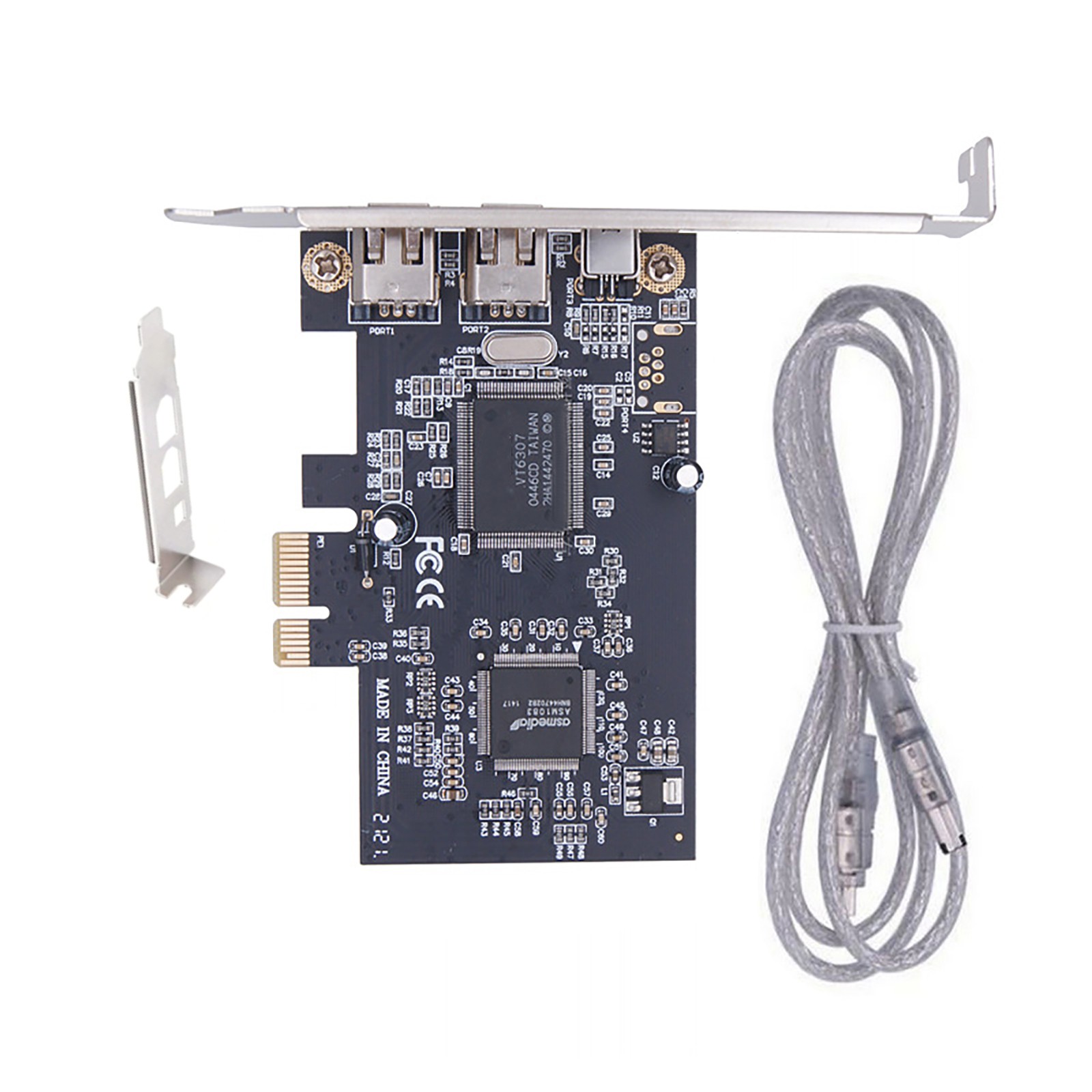 Silver+Black 3 Ports 1394A Expansion Card Accessories With Low Profile Bracket