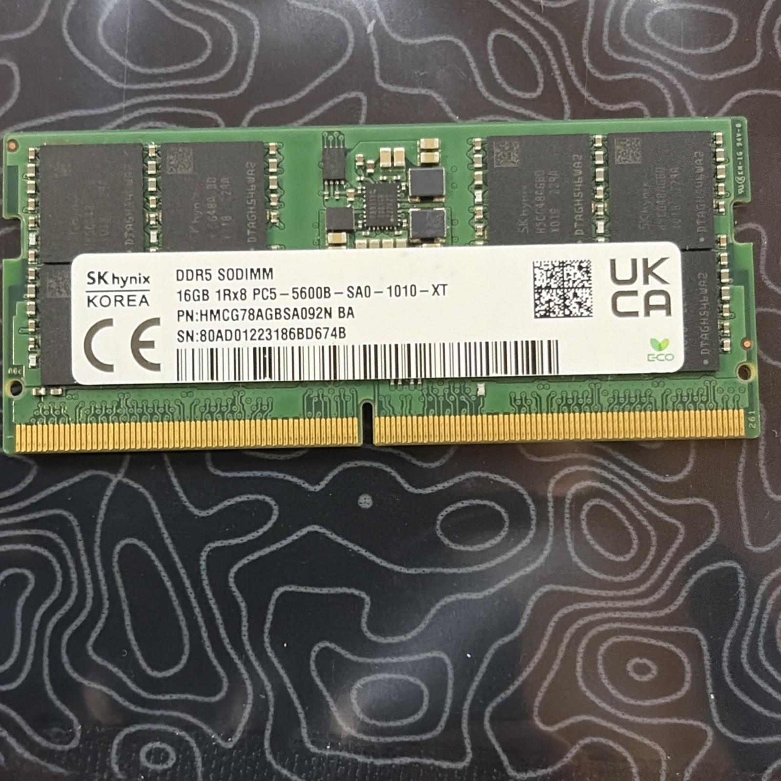 SK Hynix 16GB DDR5 5600MHz Laptop RAM SODIMM 1Rx8 PC5-5600B HMCG78AGBSA092N